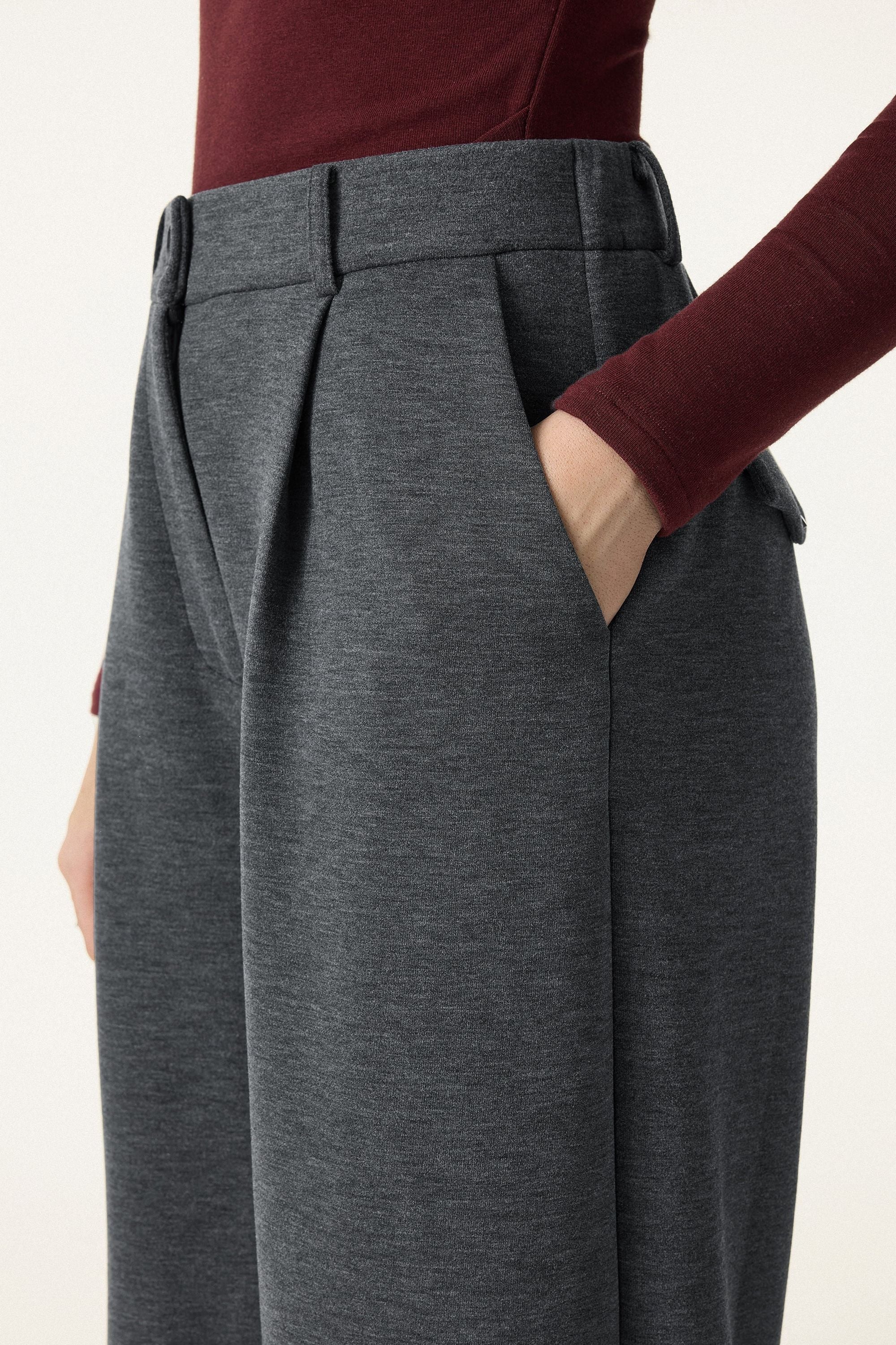 Cozy Warm High Rise Tapered Utility Pants with Pockets