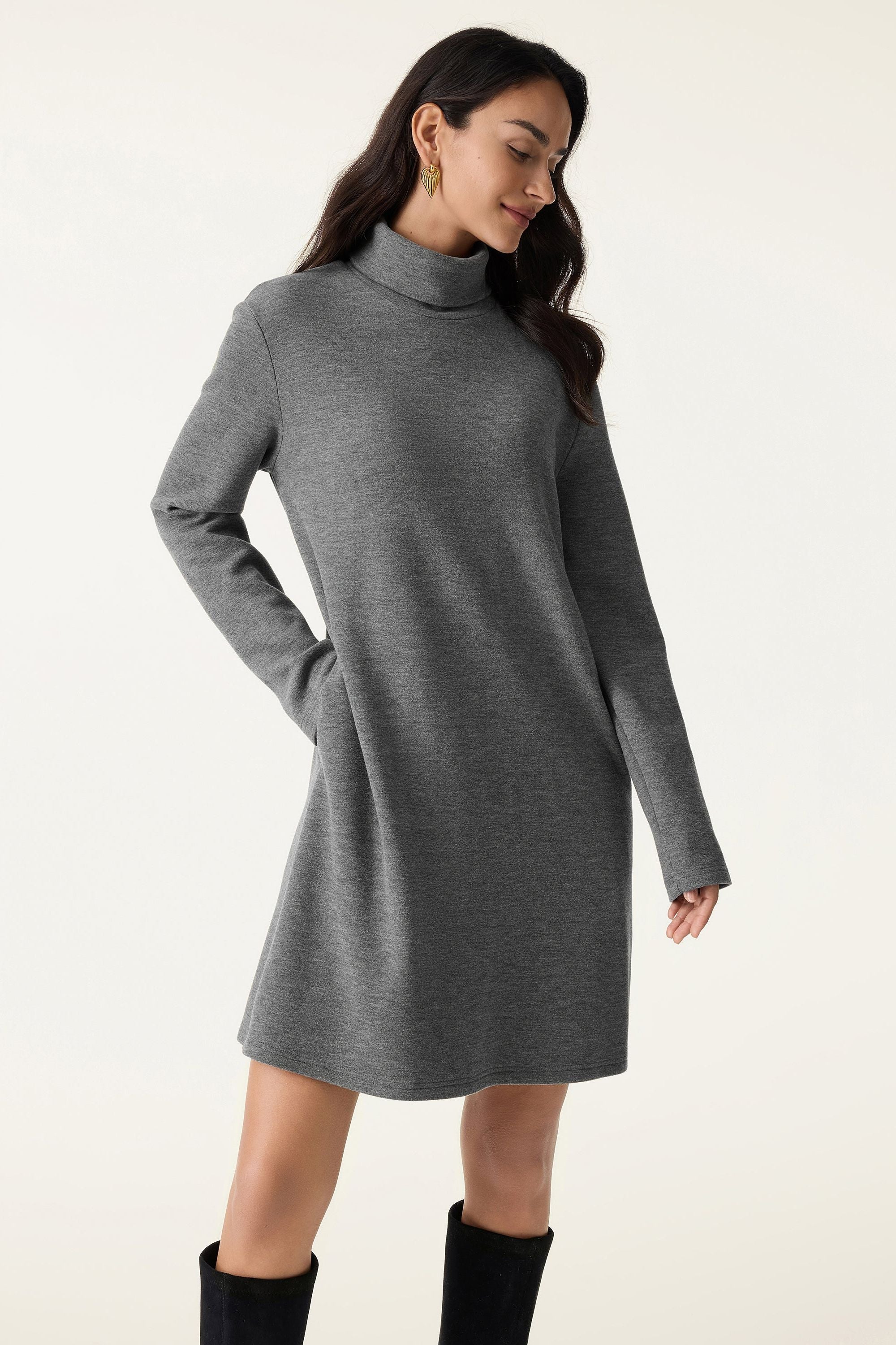 Cozy Warm Turtleneck Mini Dress