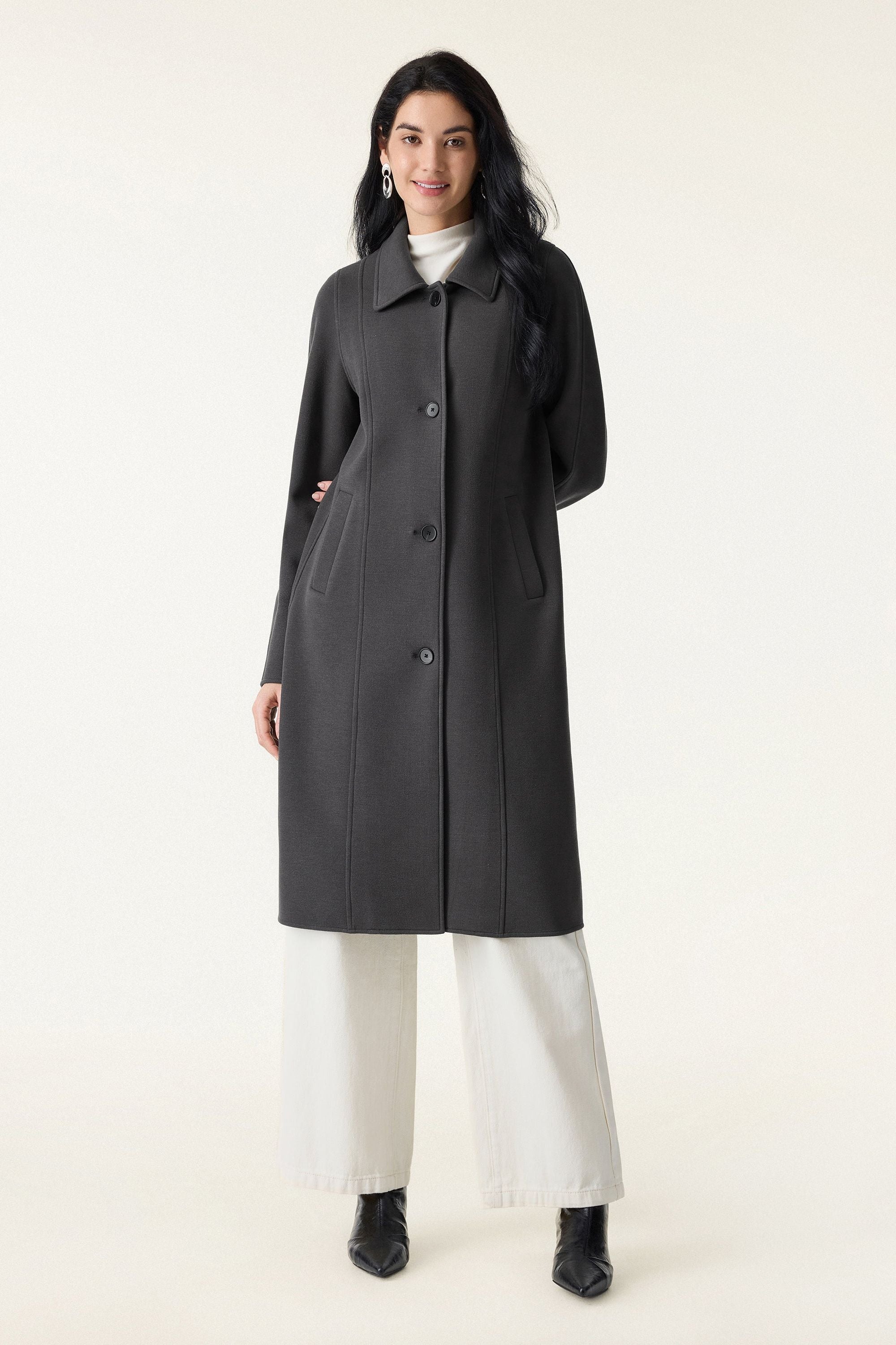 Button Front Collared Coat