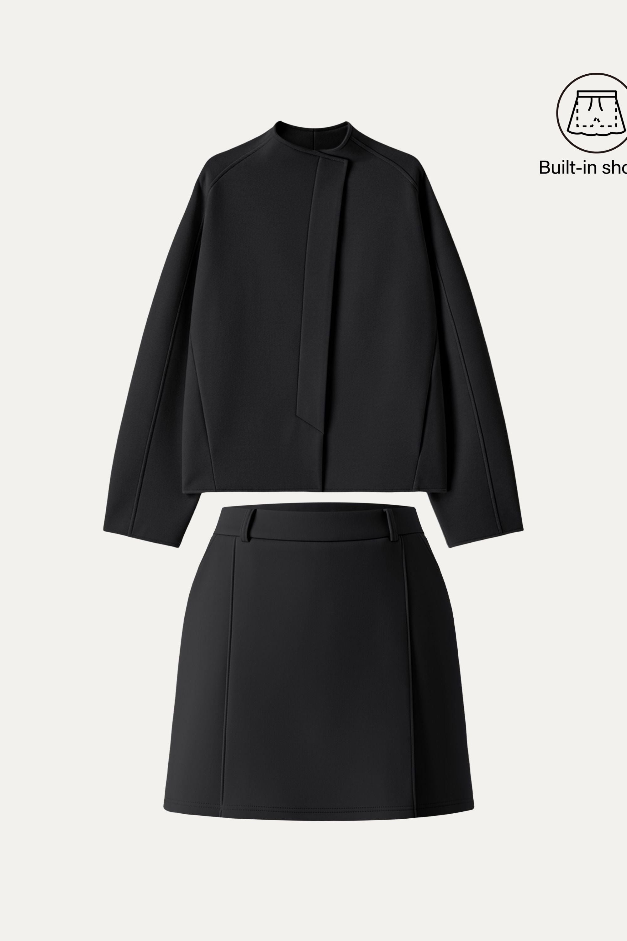 2Pcs Set Cropped Jacket & A-Line Pull on Skorts with Pockets