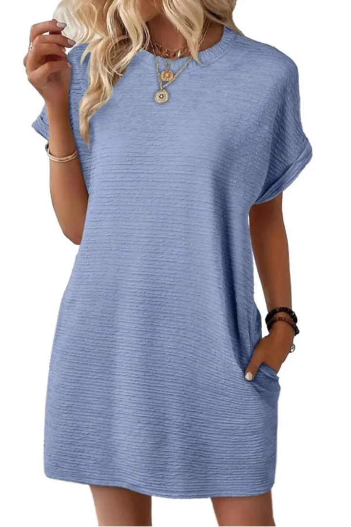 Casual Minimalist Round Neck Dress