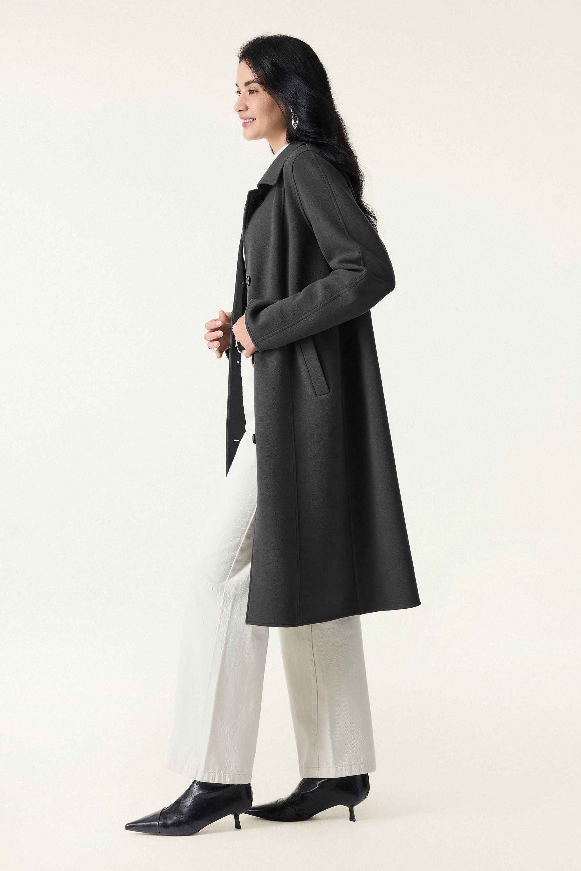 Button Front Collared Coat