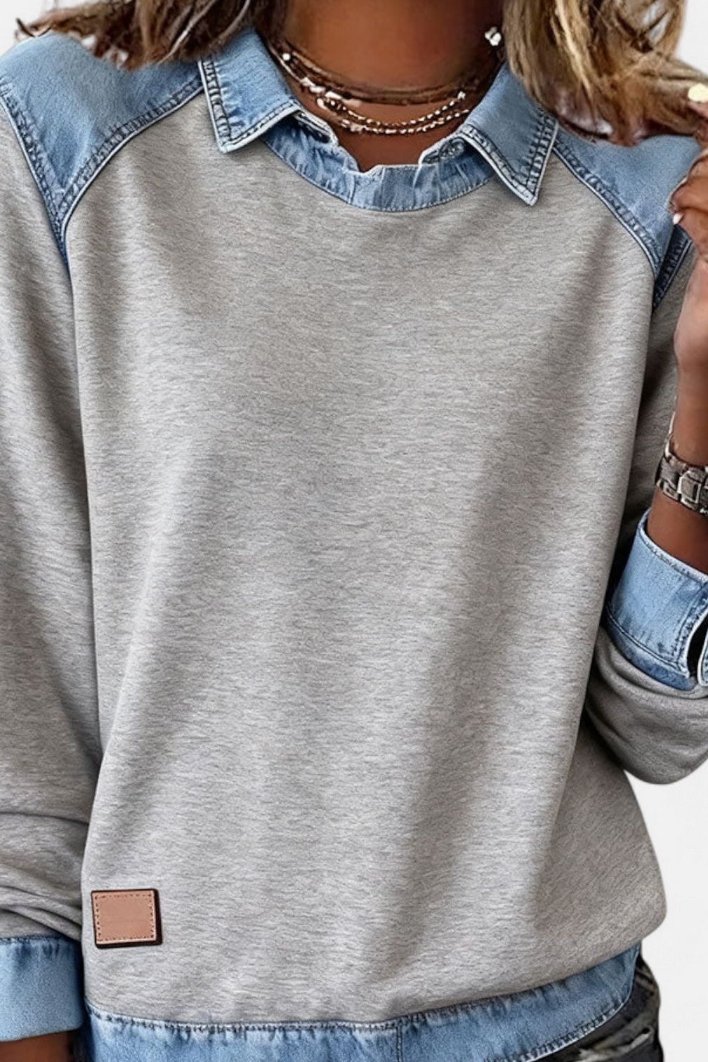 Denim-knit sweater