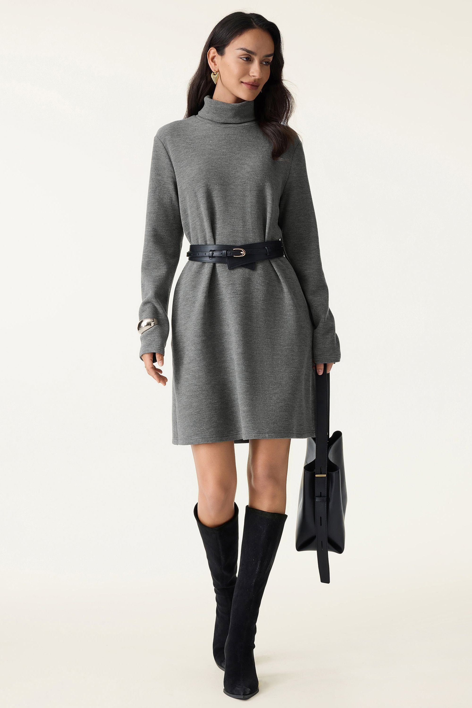 Cozy Warm Turtleneck Mini Dress