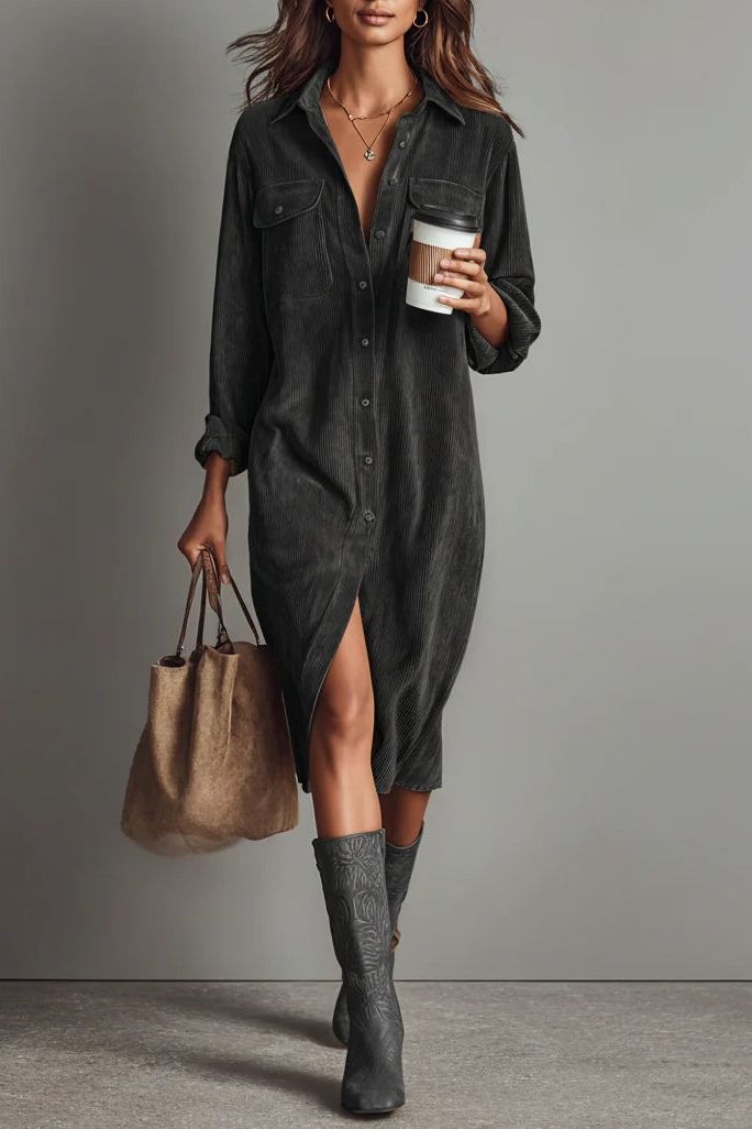 Chic Corduroy Midi Dress