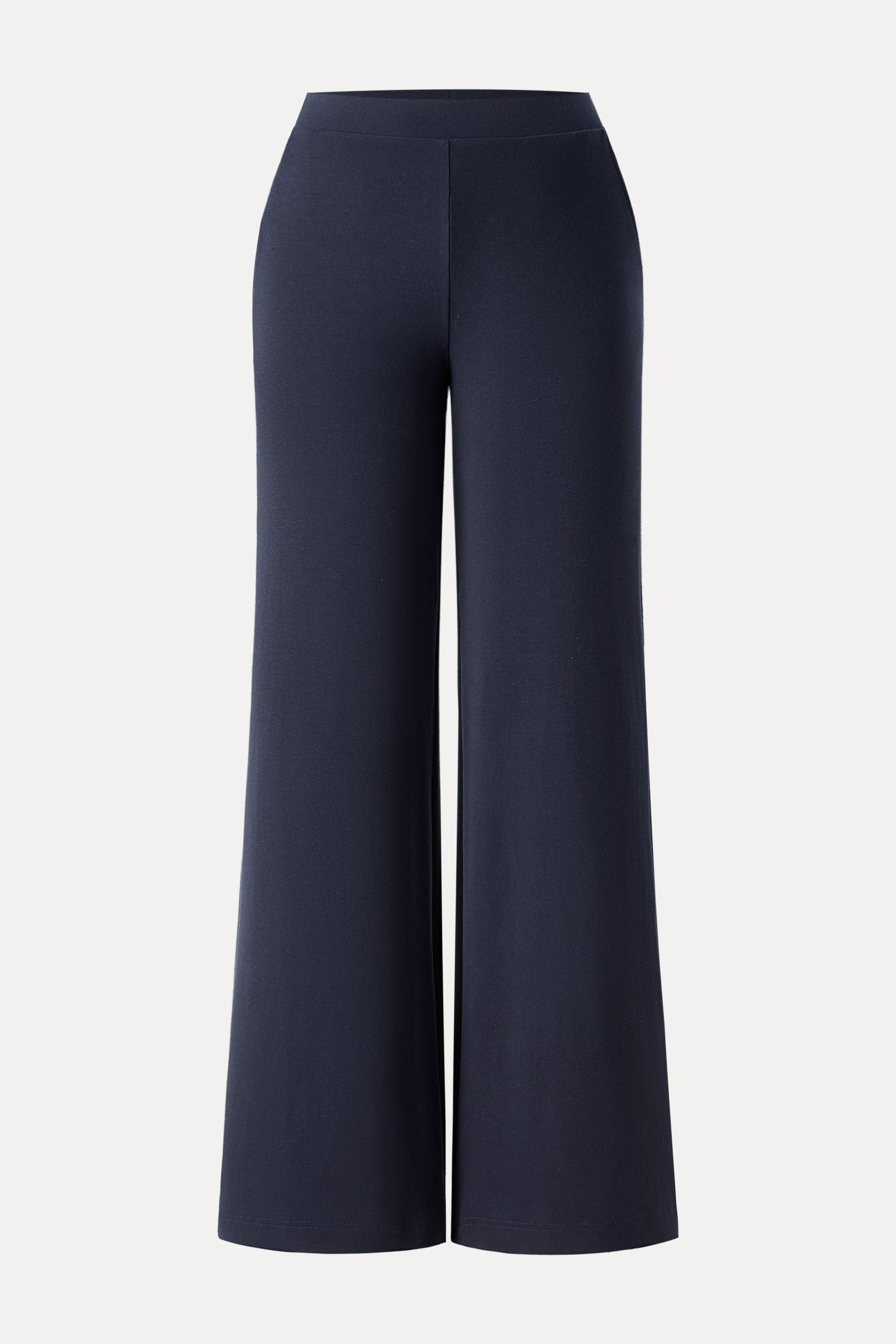 Wool Wide Leg Pull-on Pants with Pockets