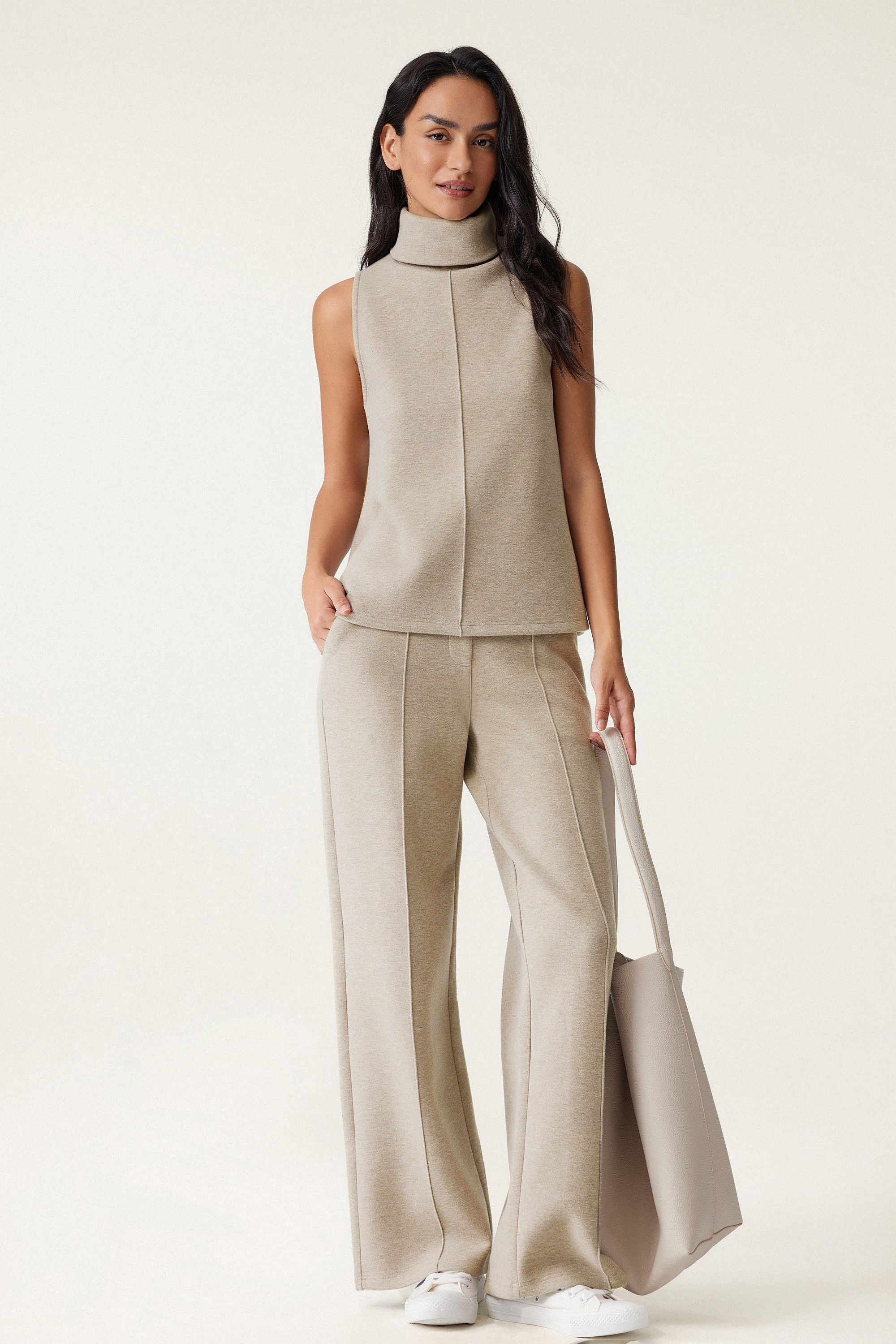 High Waisted Straight Leg Pull On Pant