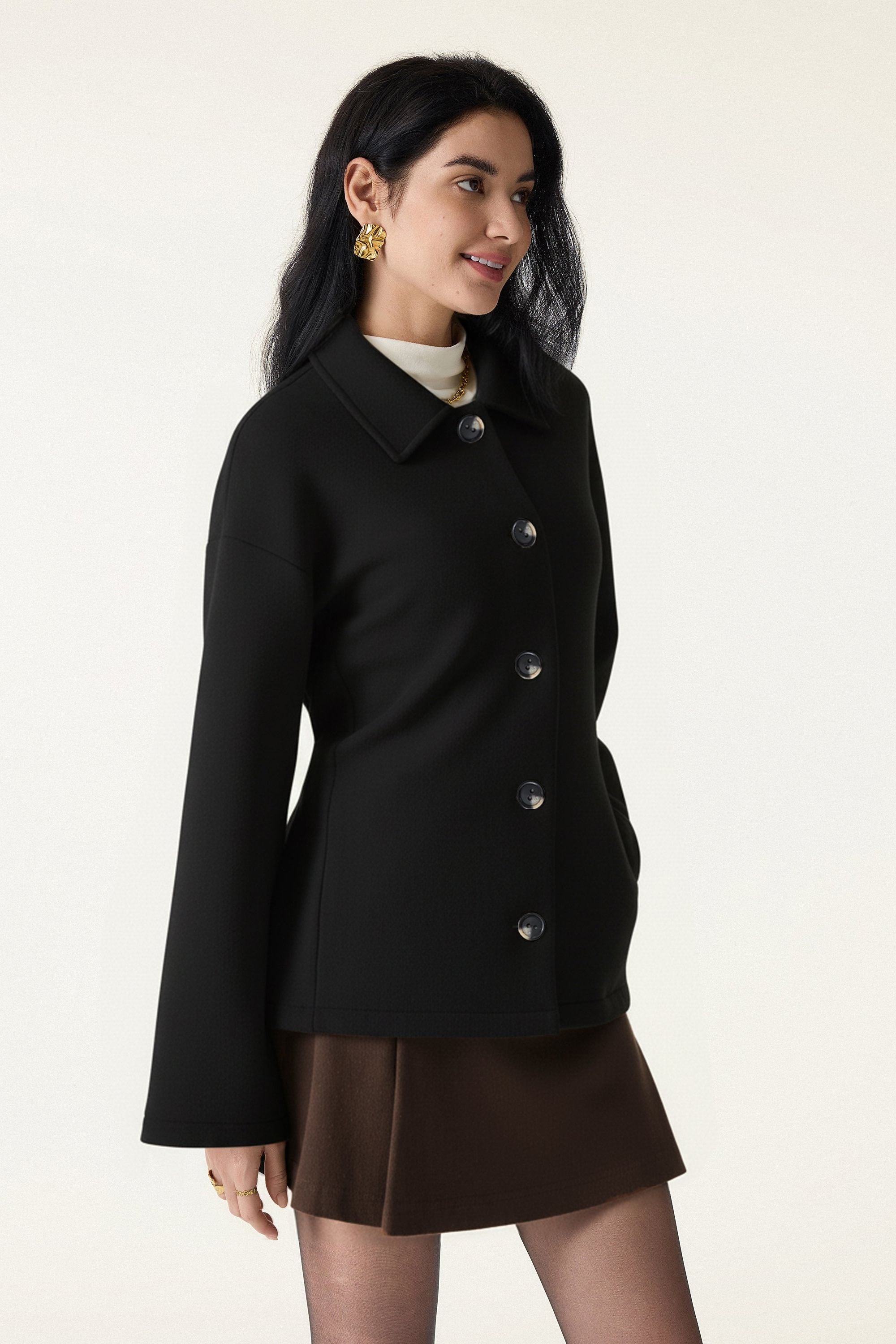 Belted Button Front Jacket