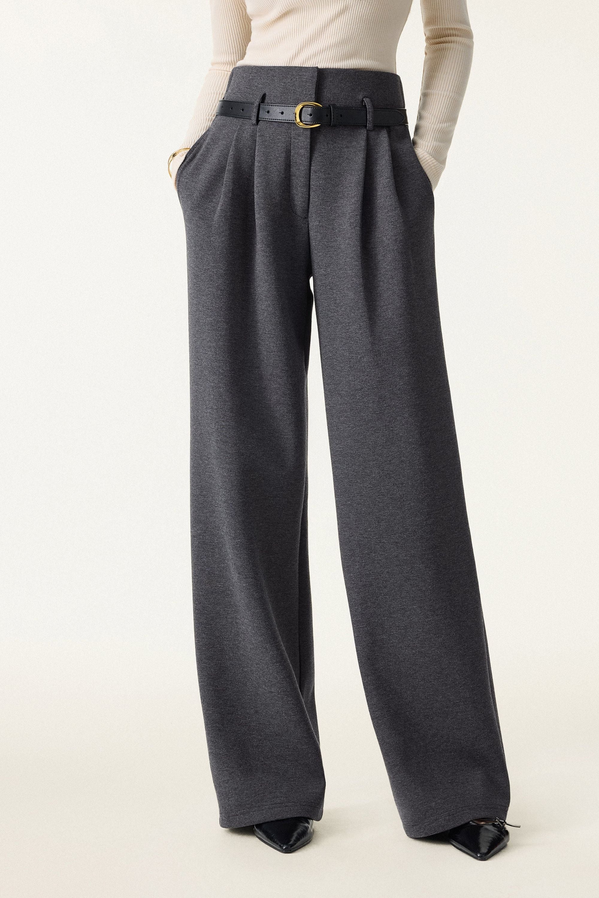Cozy Warm High Rise Wide Leg Trousers with Pockets
