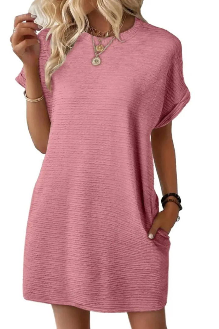 Casual Minimalist Round Neck Dress