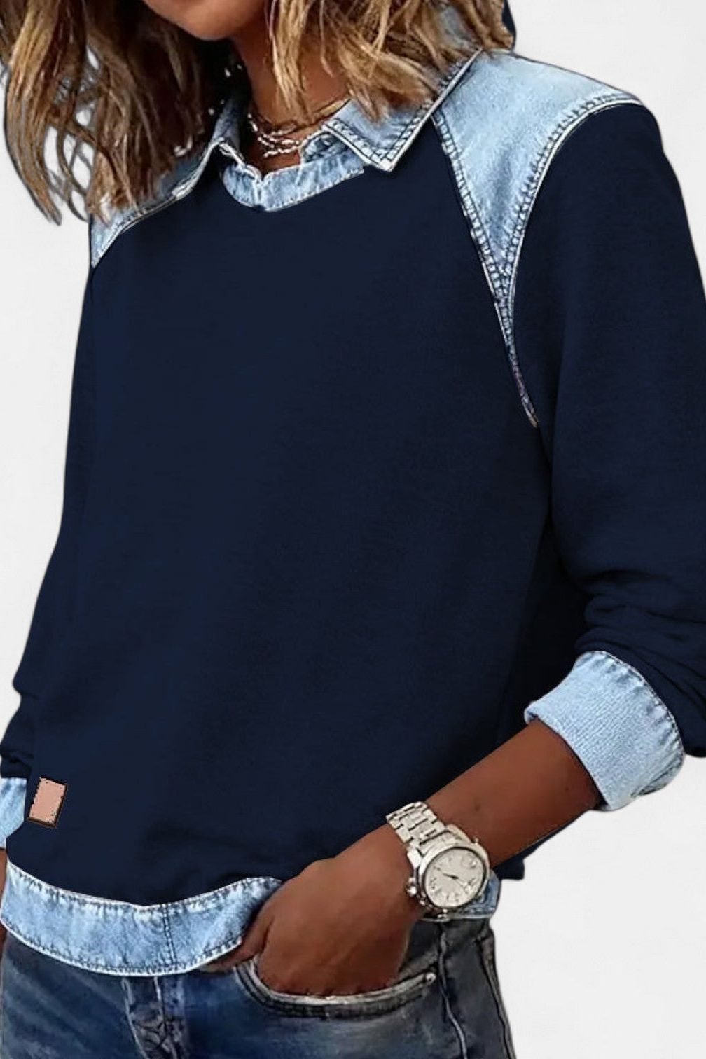 Denim-knit sweater