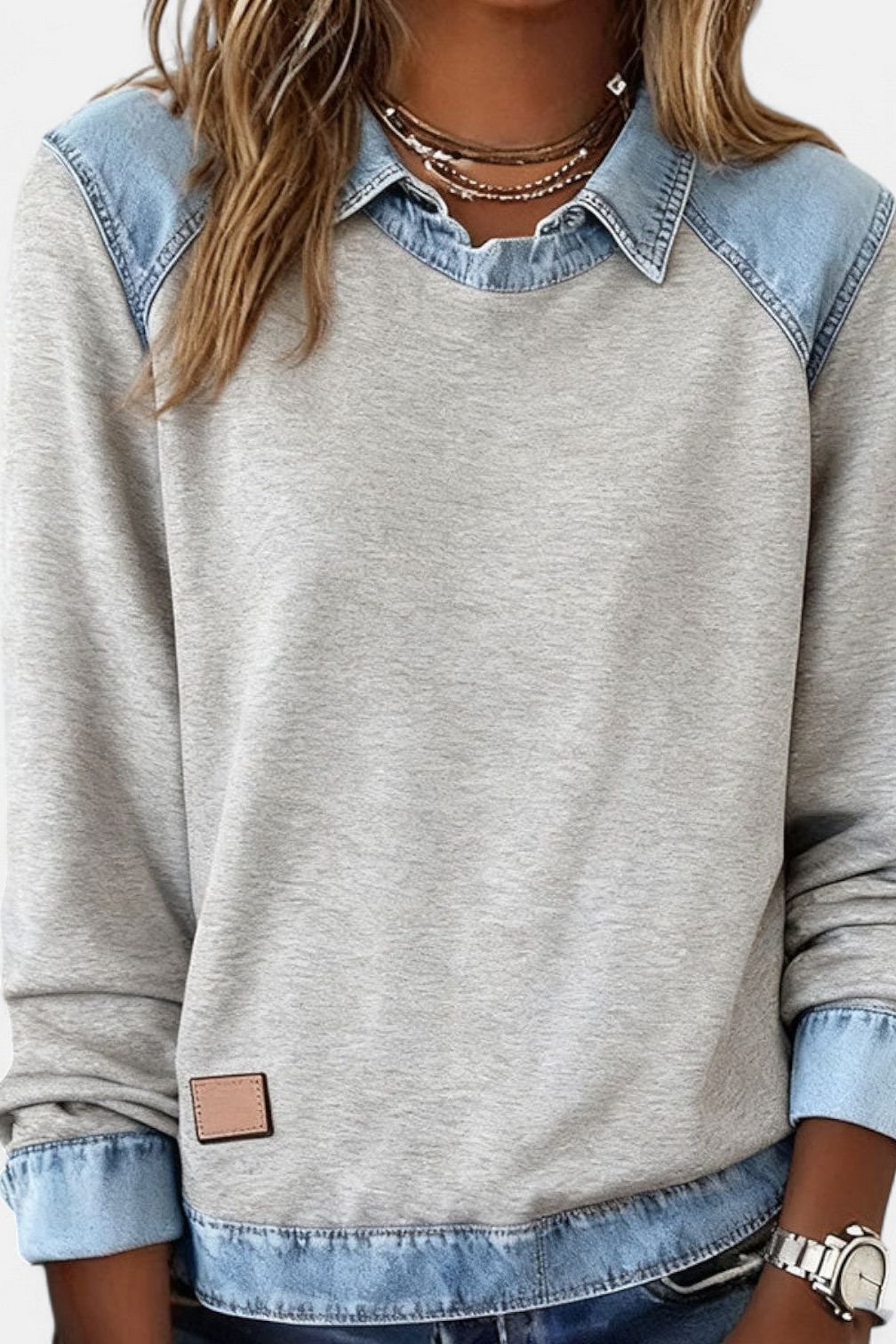 Denim-knit sweater