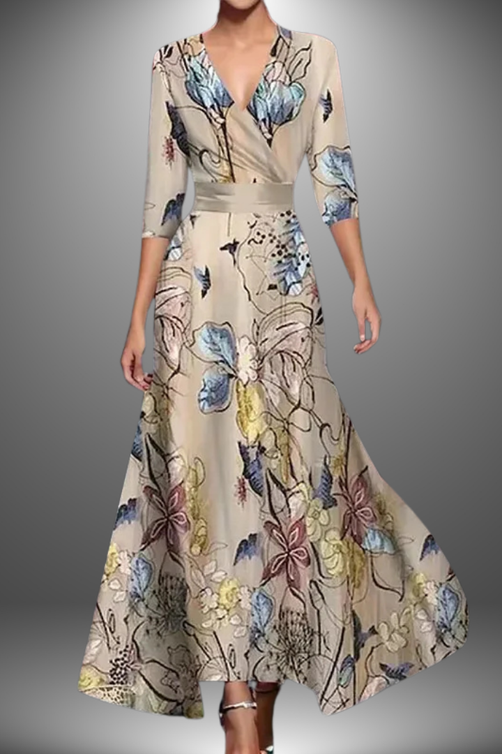 Scarlet Bloom Wrap Maxi Dress