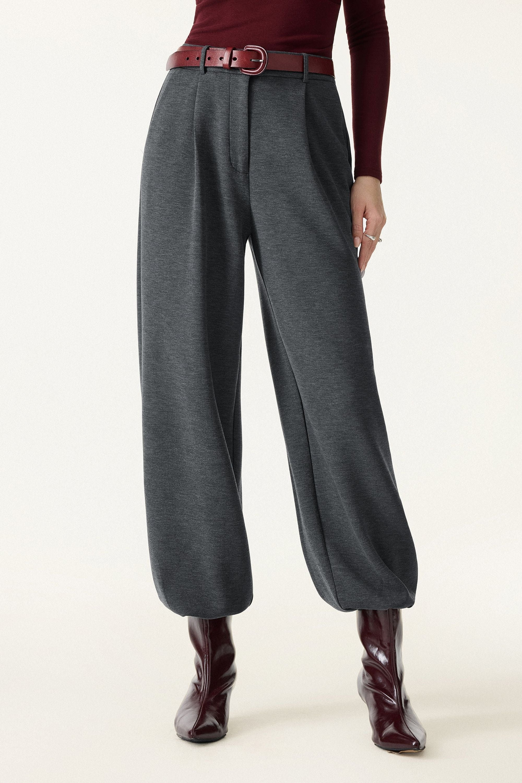 Cozy Warm High Rise Tapered Utility Pants with Pockets
