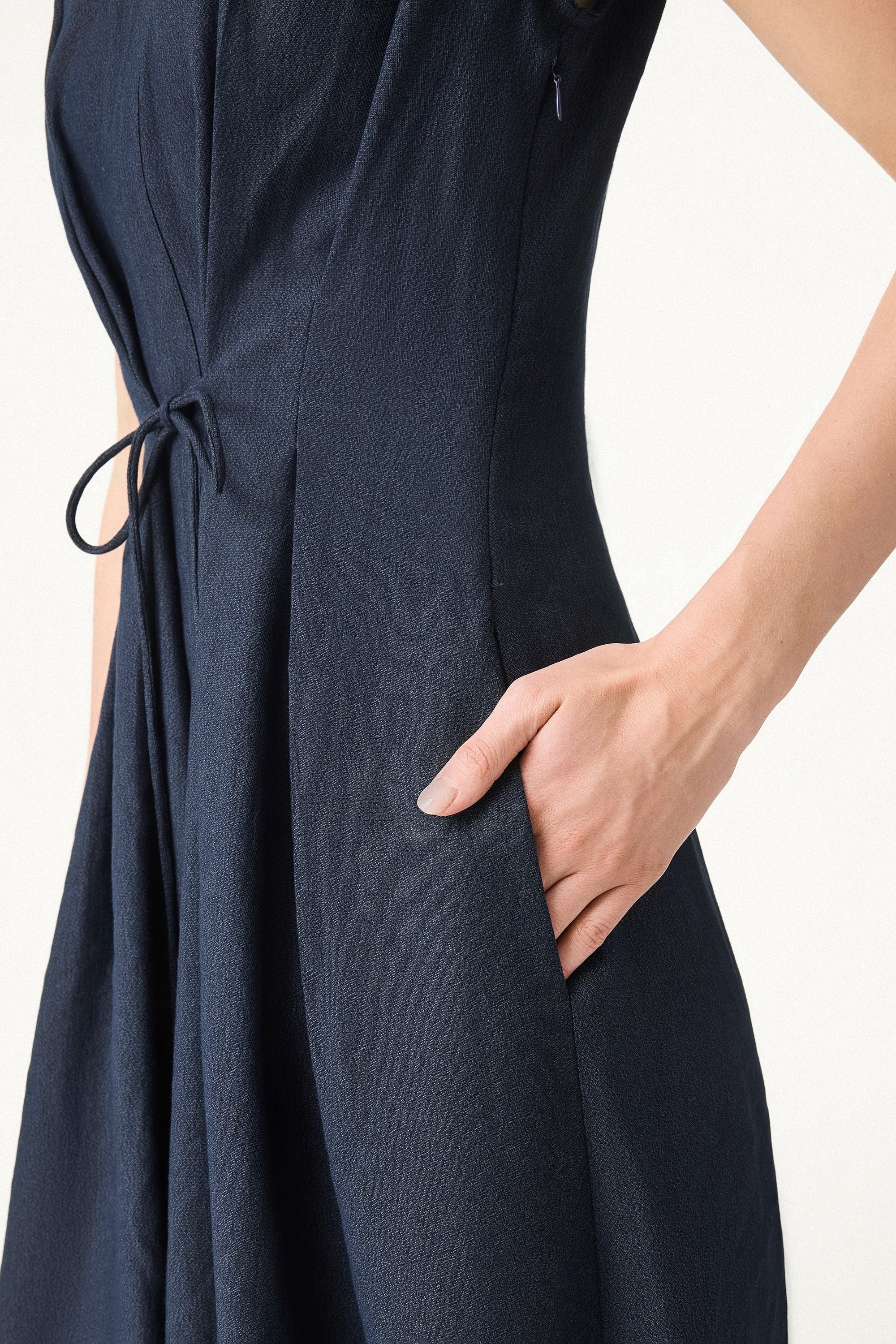 V-neck Dress with Drawstring