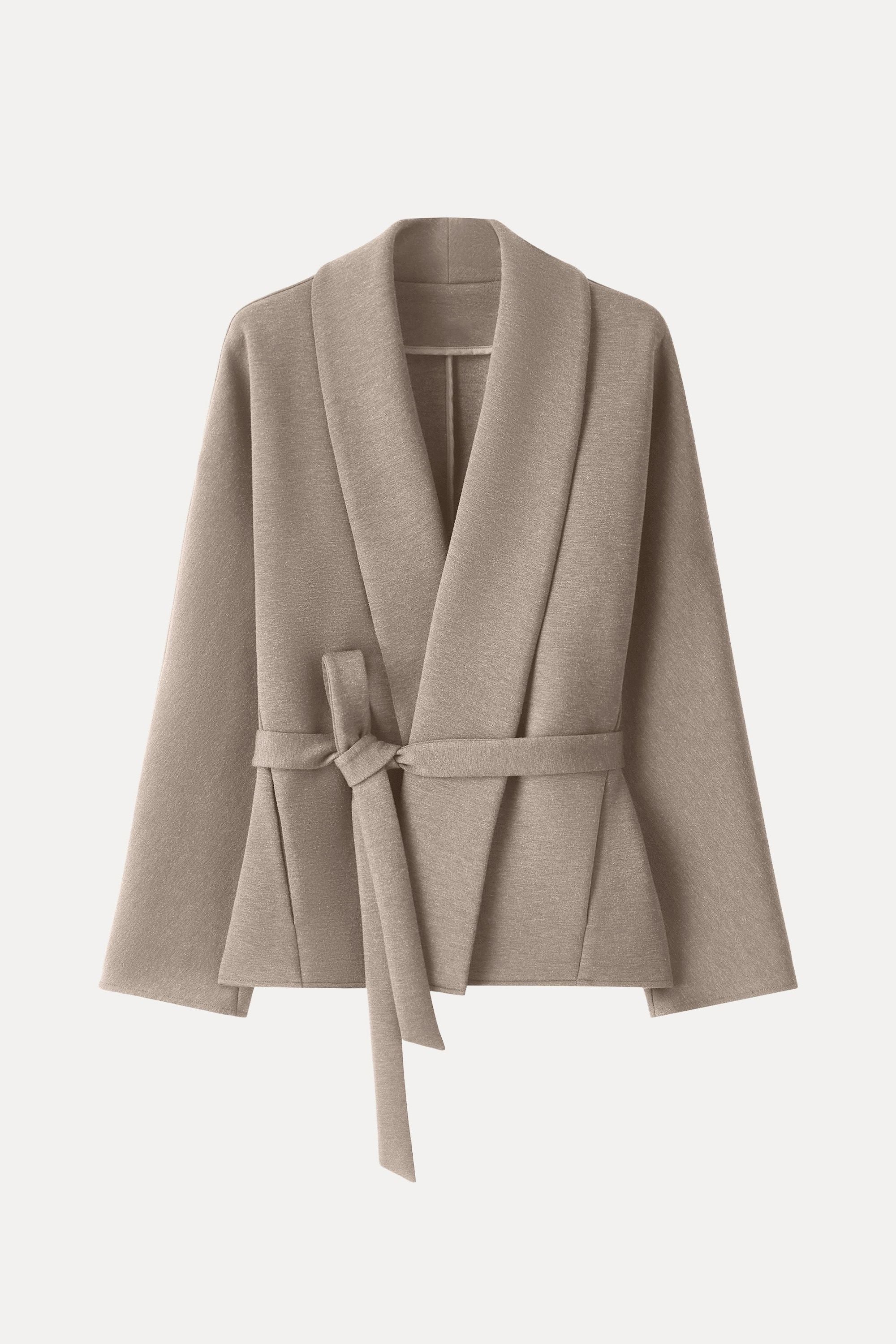 Shawl Neck Belted Jacket