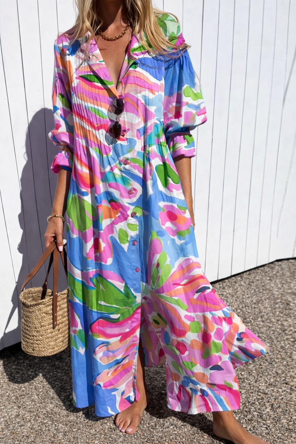 Azure Palm Relaxed Fit Dress