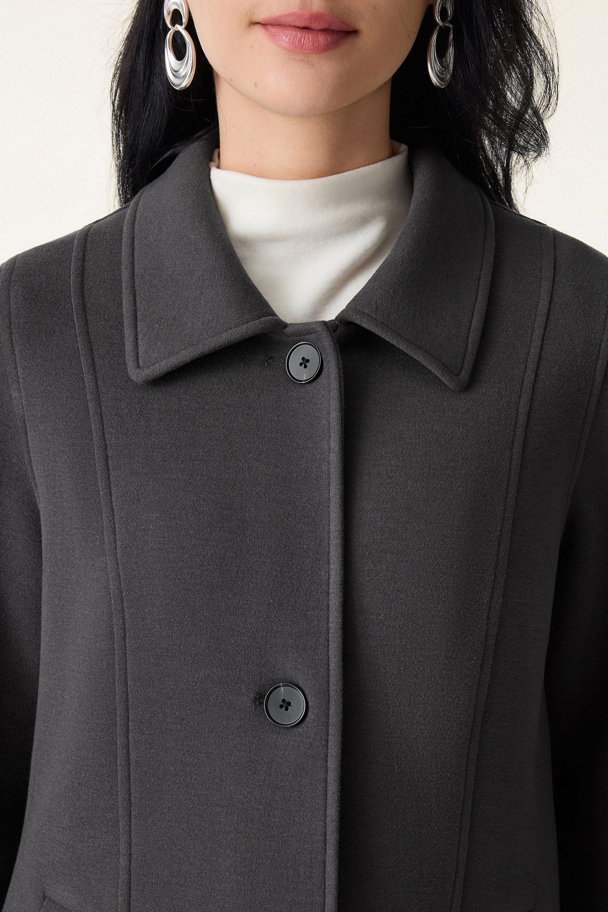 Button Front Collared Coat
