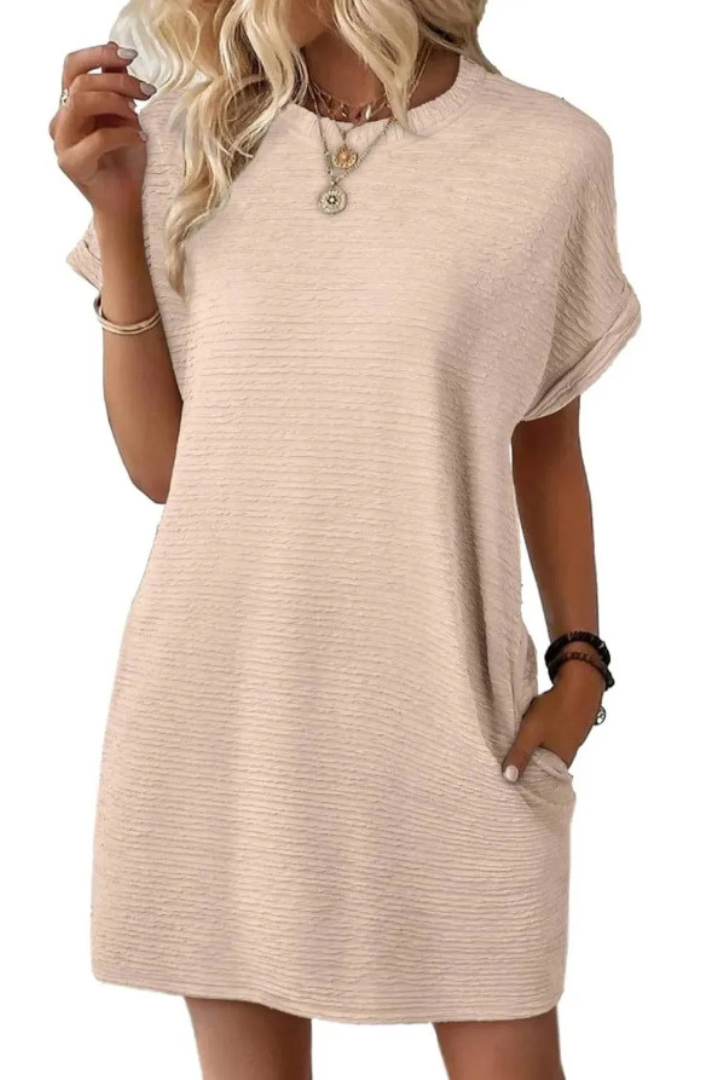 Casual Minimalist Round Neck Dress