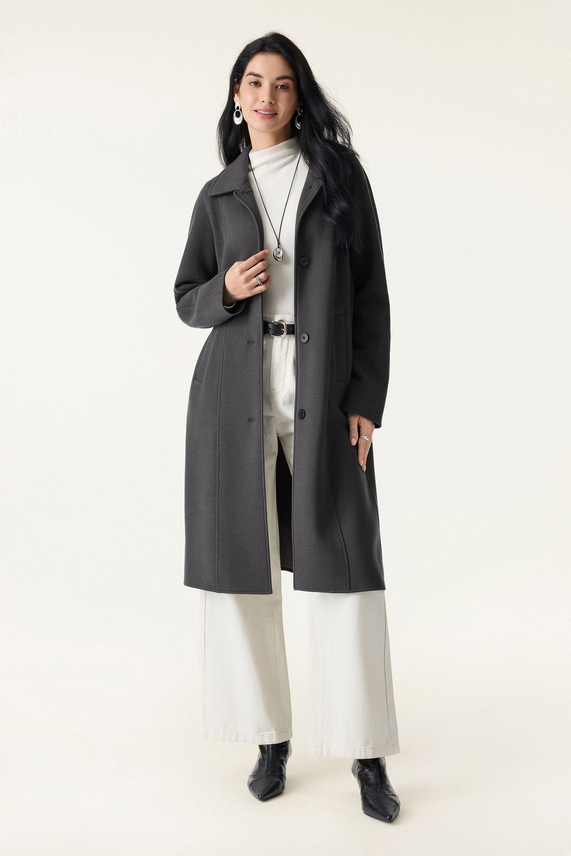 Button Front Collared Coat