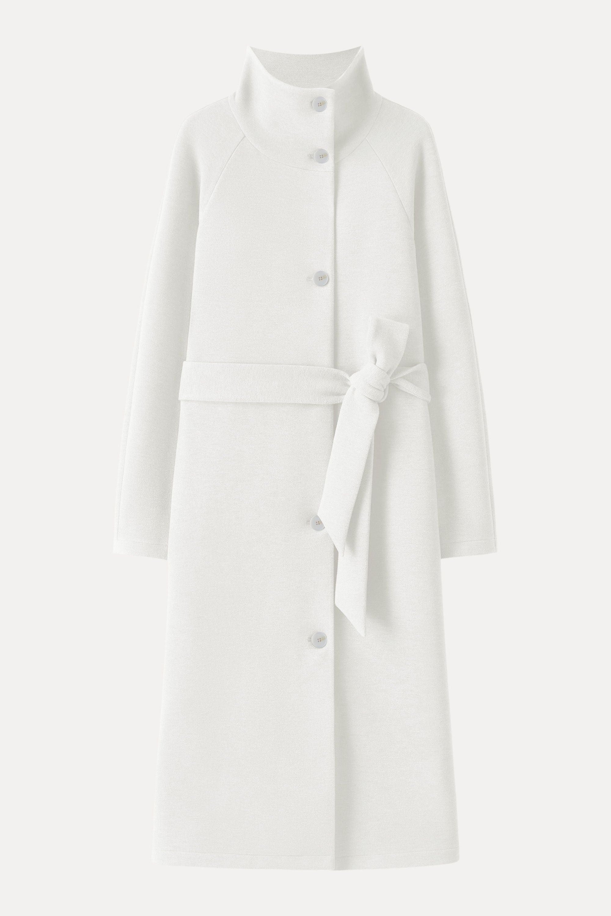 Belted Tunnel Neck Button Front Coat