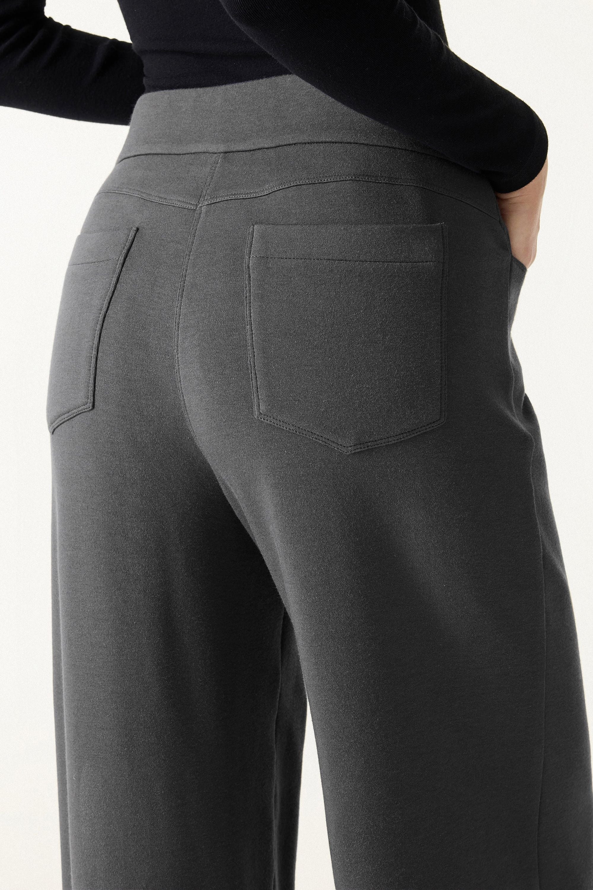 Waistband Wide Leg Pull-on Pants with Pockets