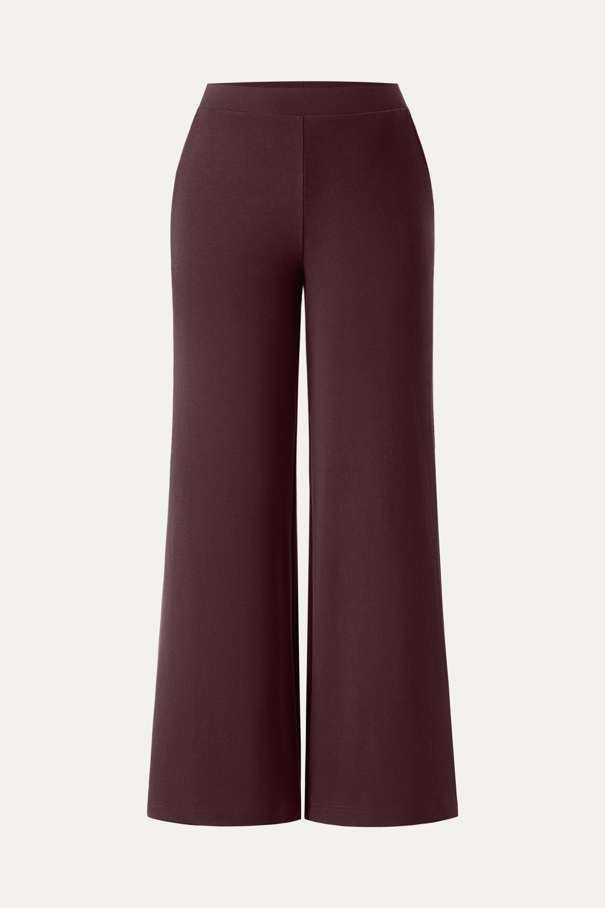 Wool Wide Leg Pull-on Pants with Pockets