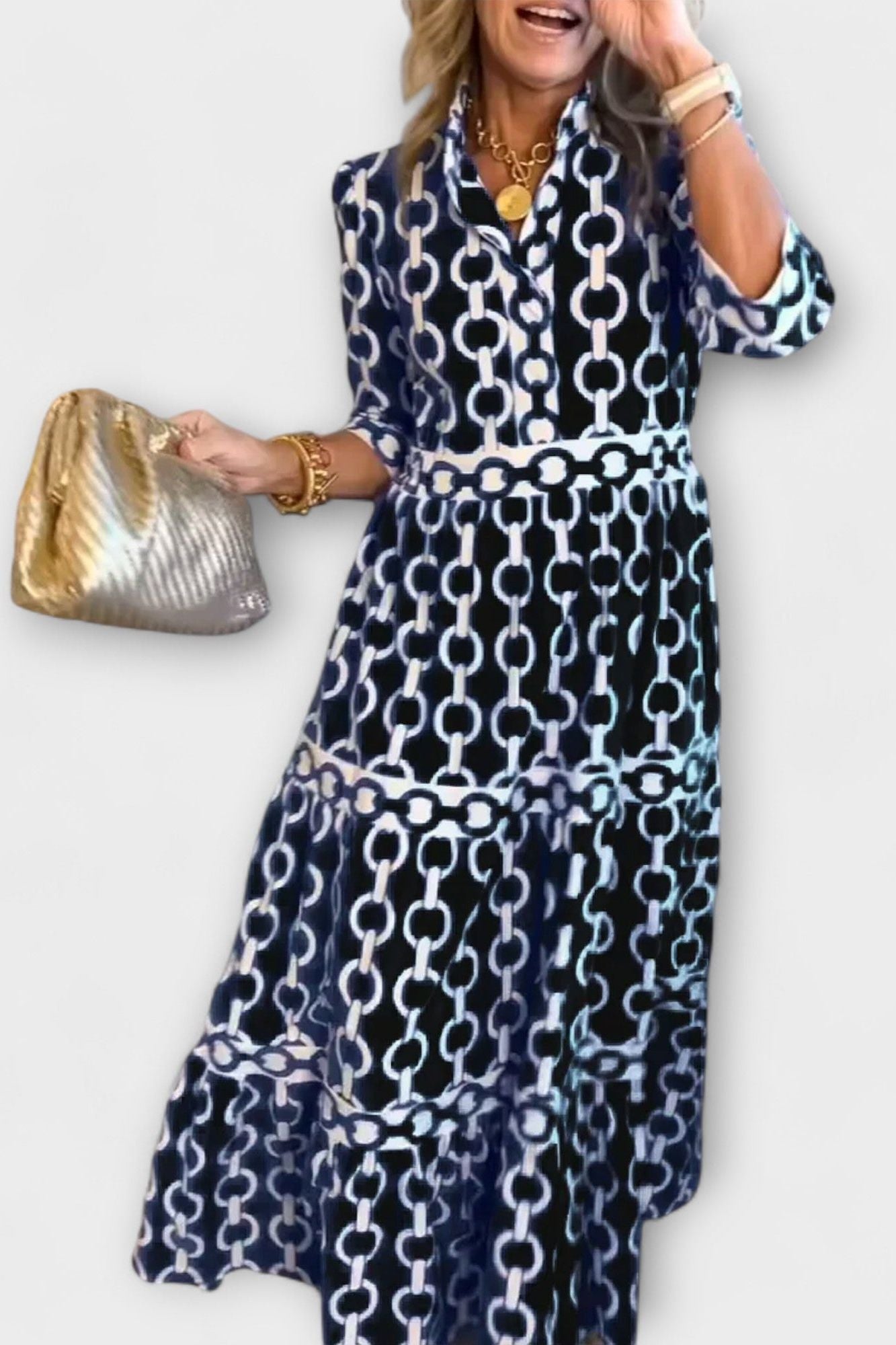 Royal Chain Elegance Midi Dress