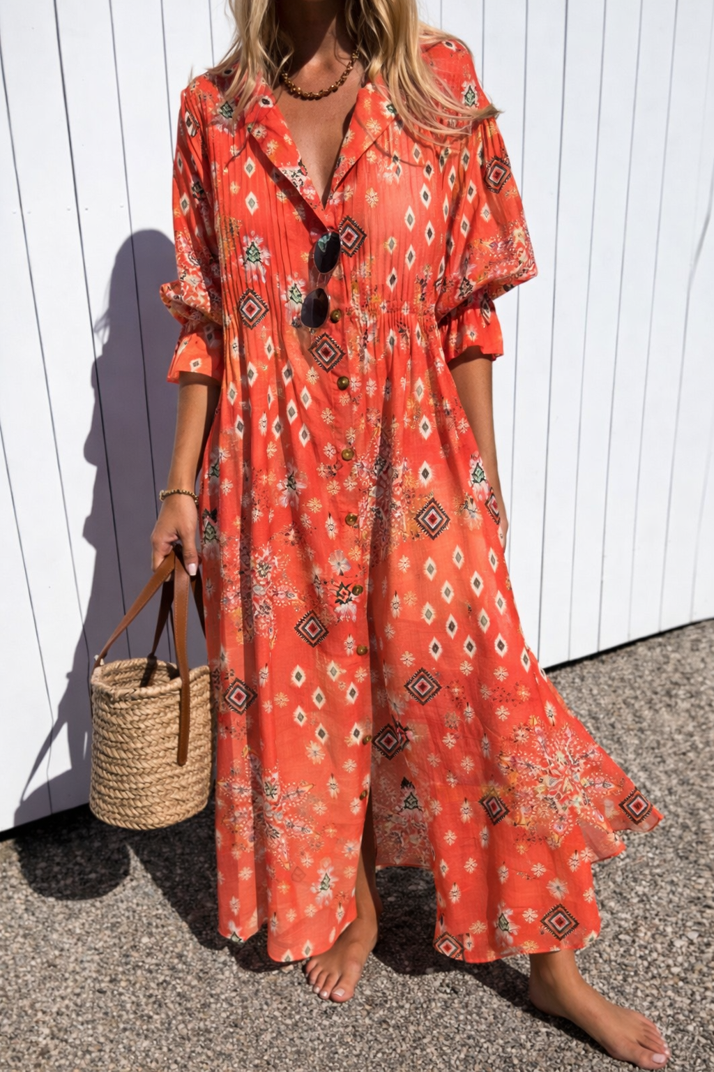 Azure Palm Relaxed Fit Dress