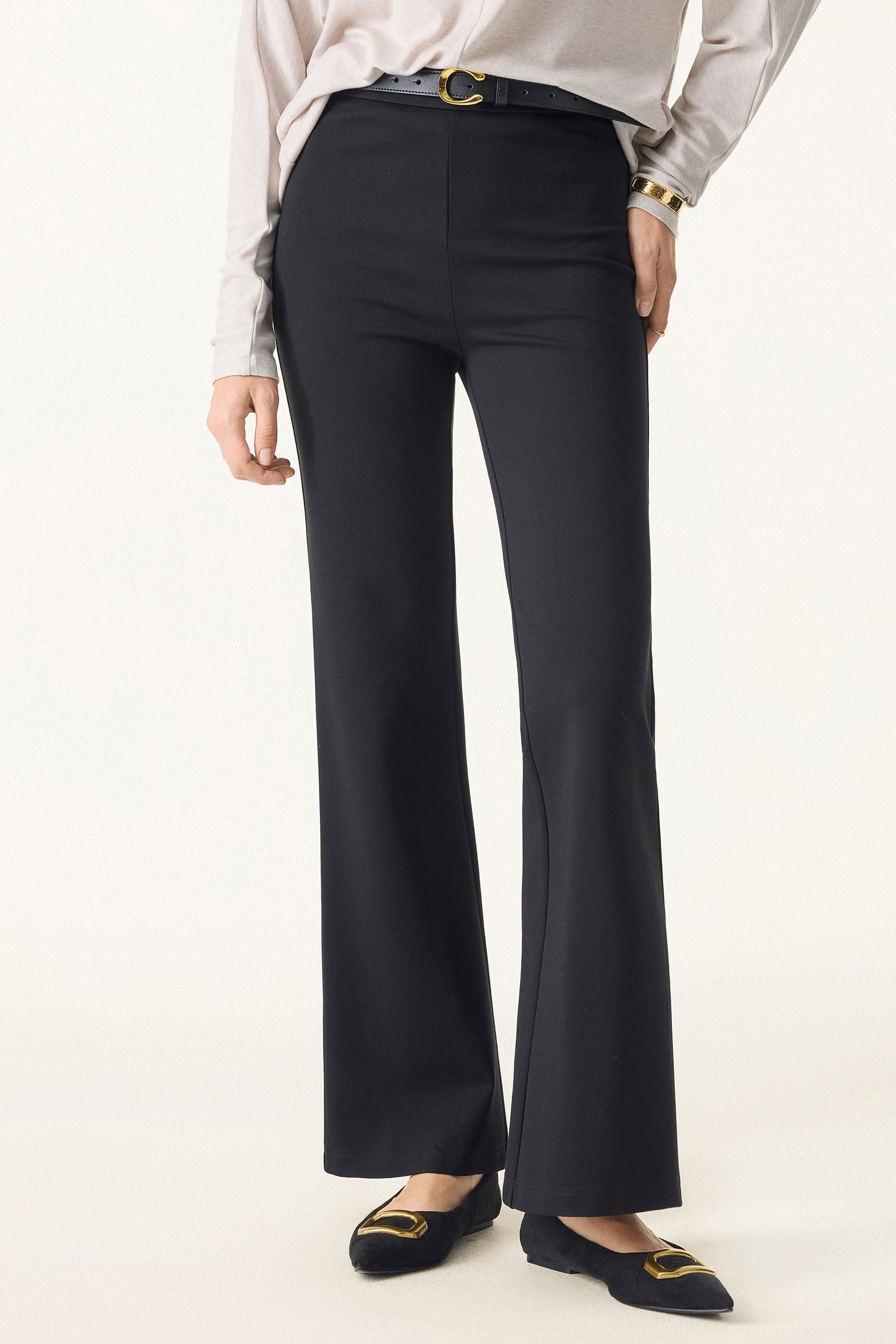 Slimming Ponte High Rise Pull-on Flared Pants