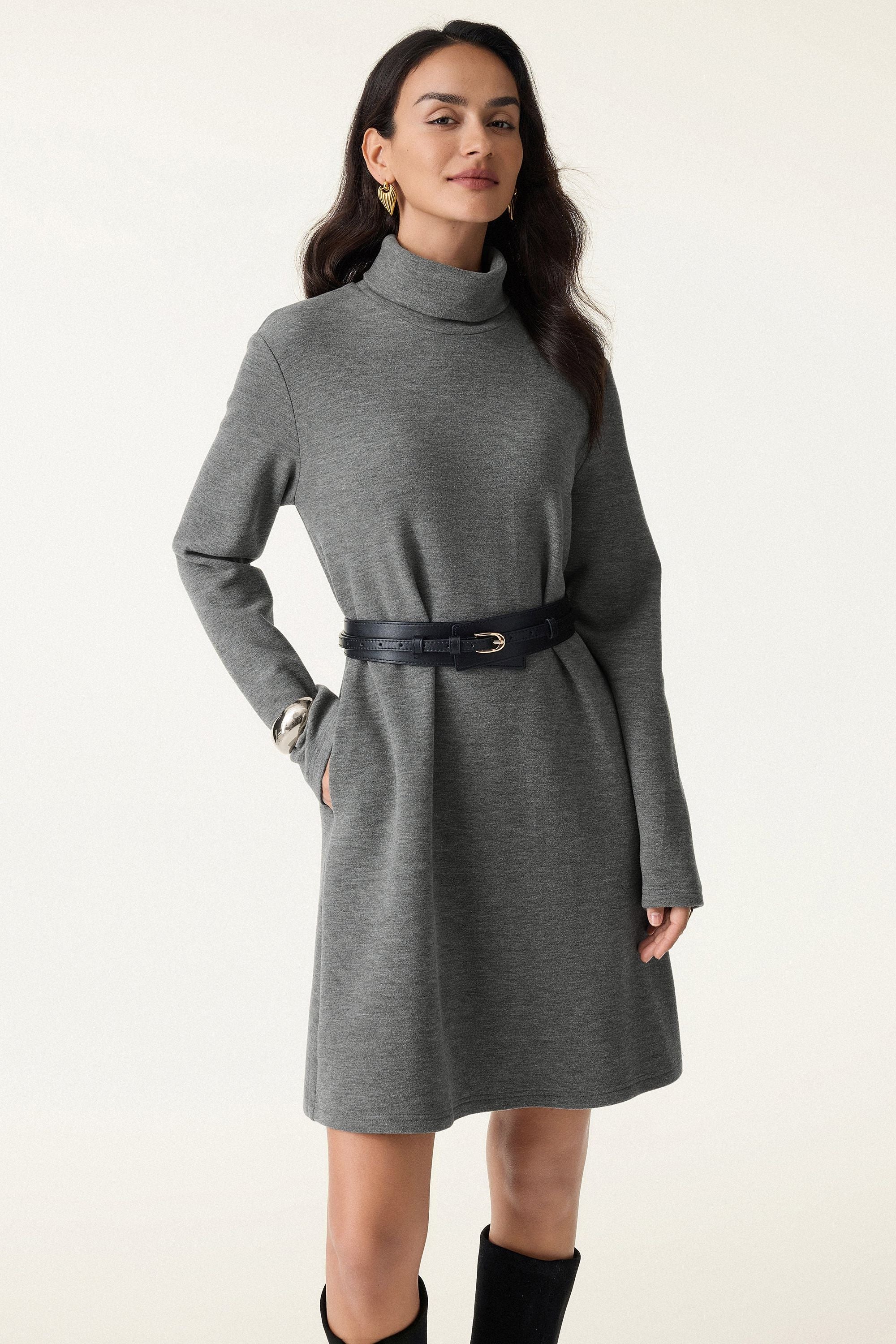 Cozy Warm Turtleneck Mini Dress