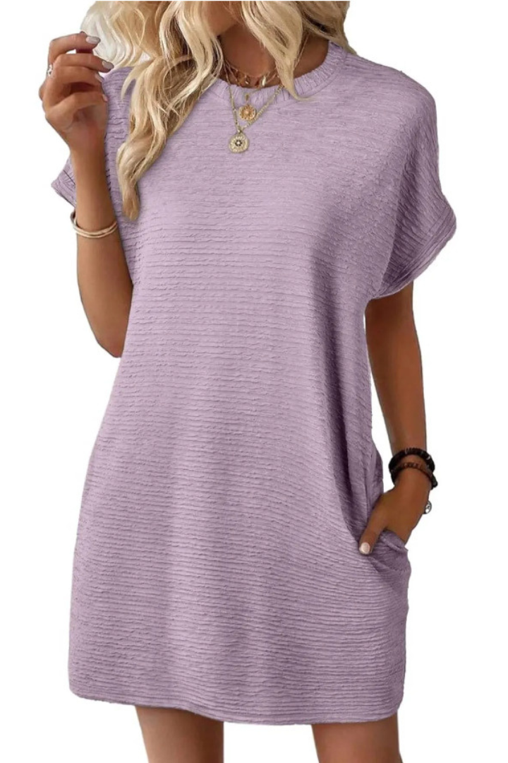 Casual Minimalist Round Neck Dress