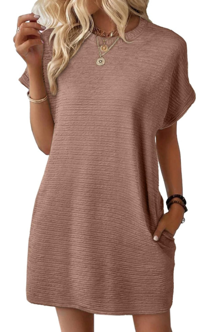 Casual Minimalist Round Neck Dress