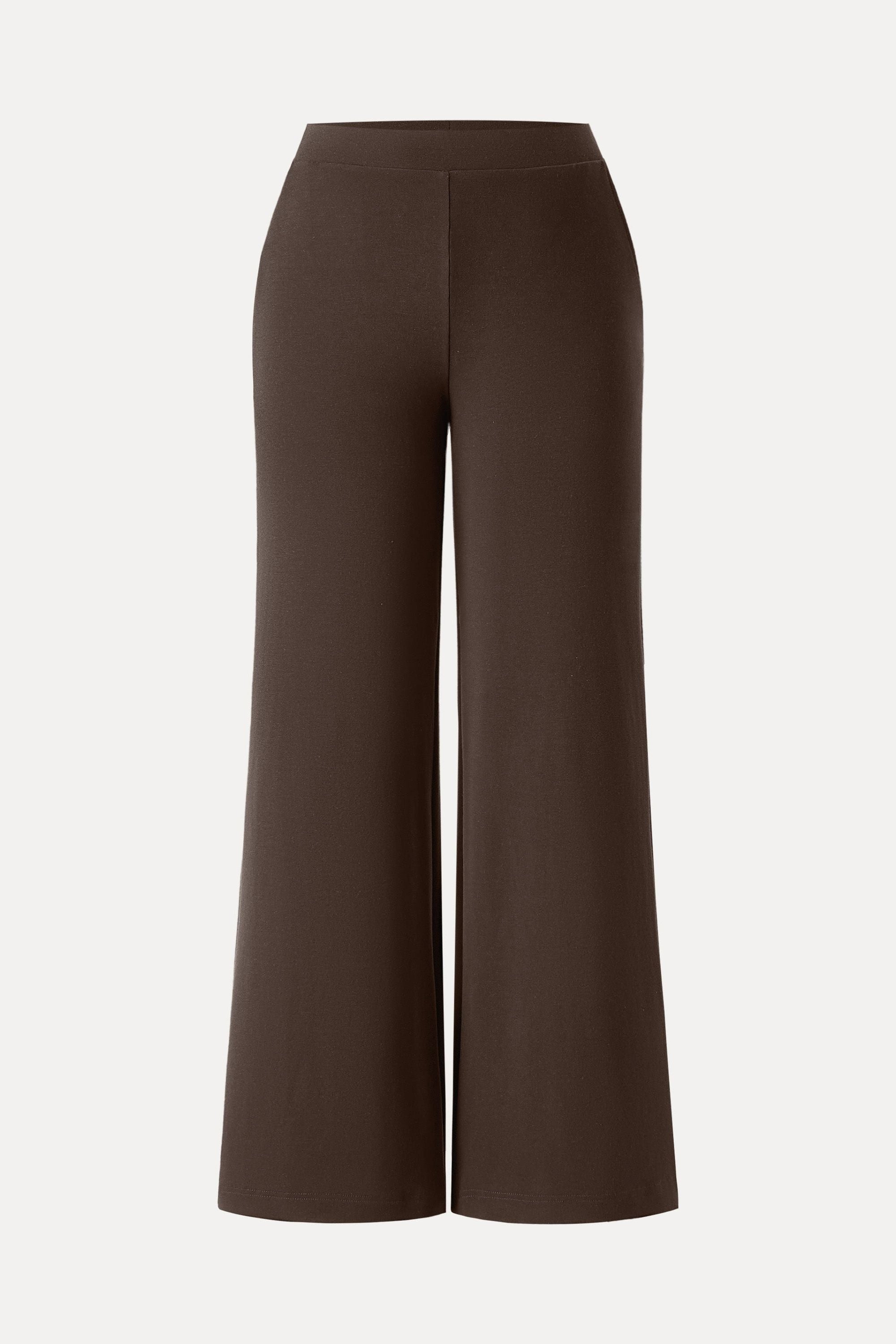 Wool Wide Leg Pull-on Pants with Pockets