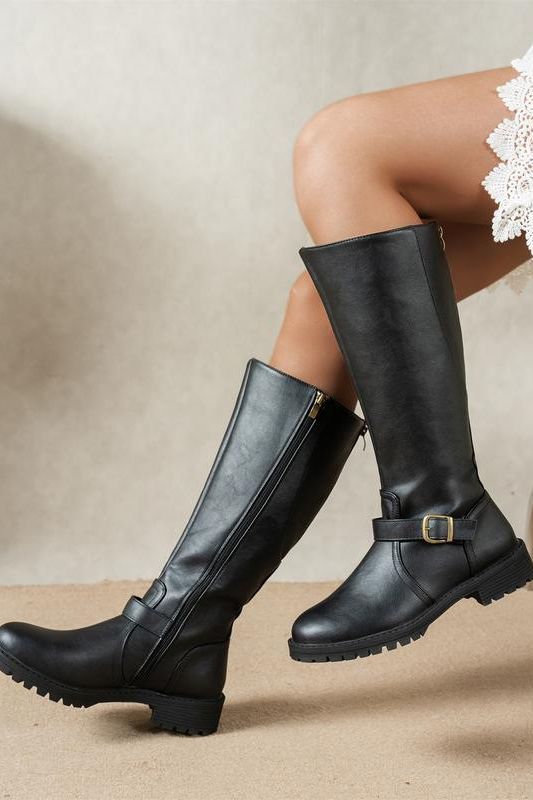 Heritage Buckle Knee Boots