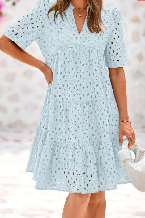 Midnight Eyelet Tiered Dress