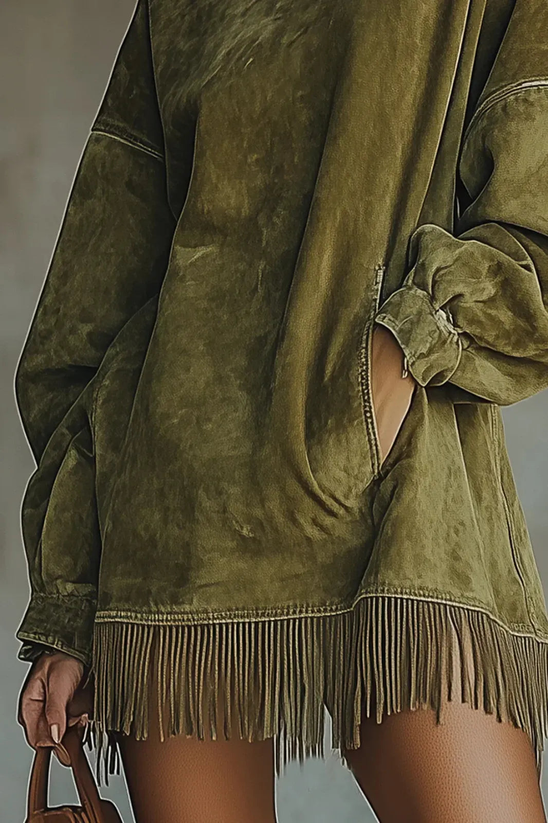 Adela – High-neck suede dress