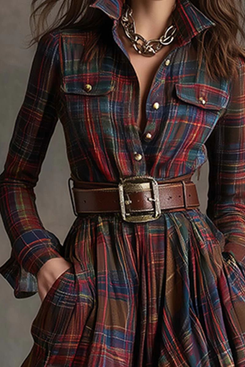 Elegance Plaid Maxi Dress