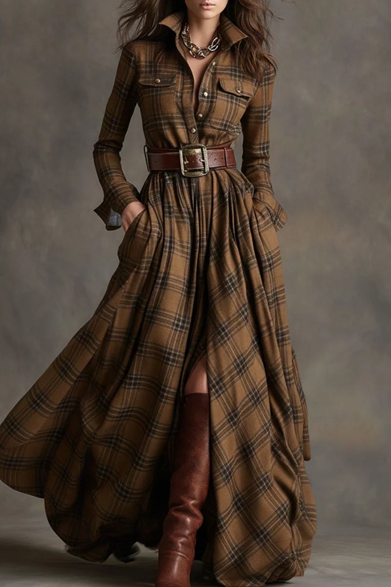 Elegance Plaid Maxi Dress