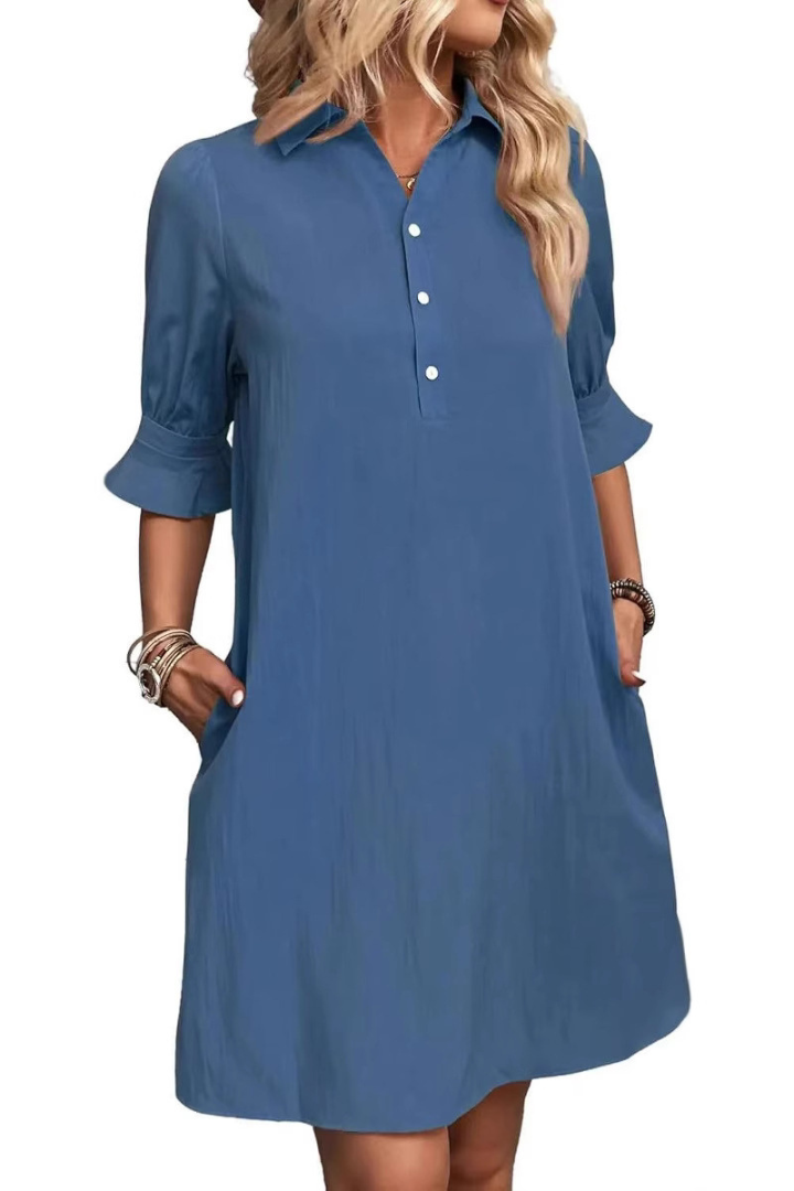 Casual Button Down Shirt Dress