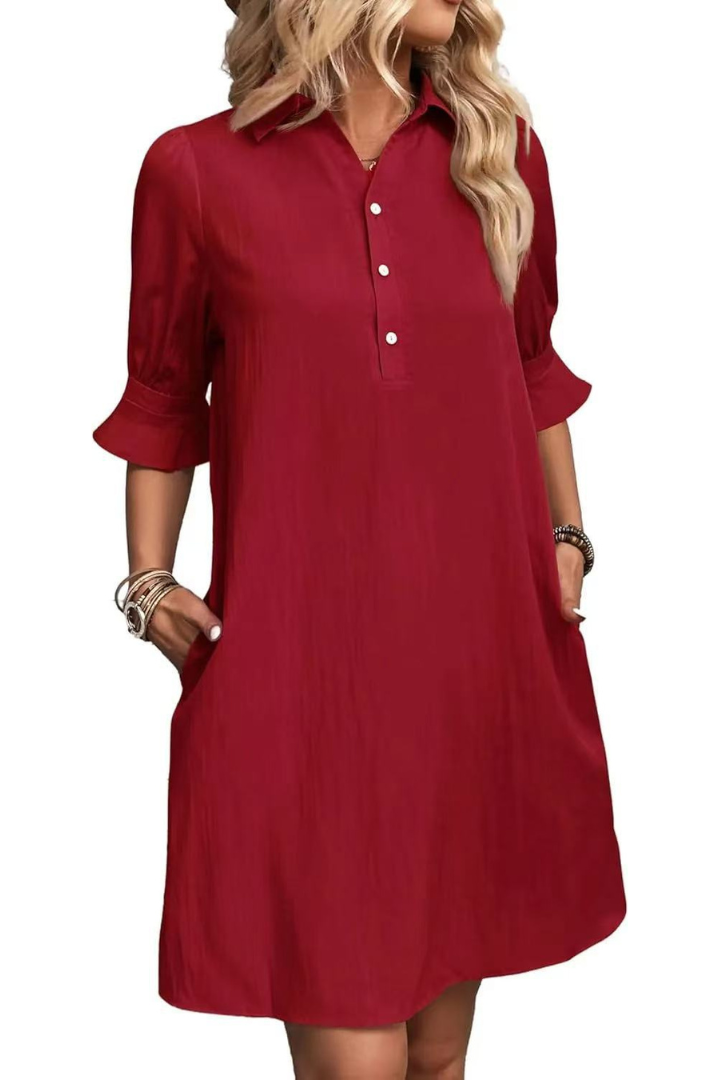 Casual Button Down Shirt Dress