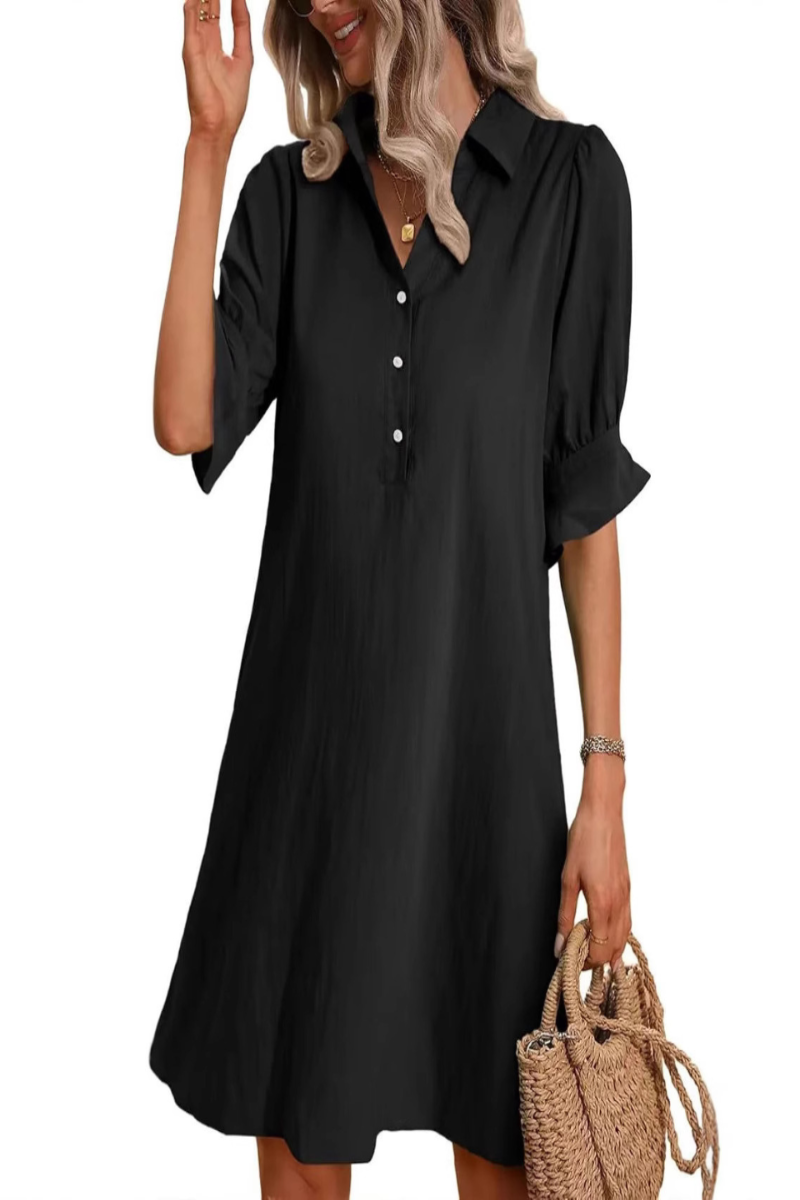 Casual Button Down Shirt Dress