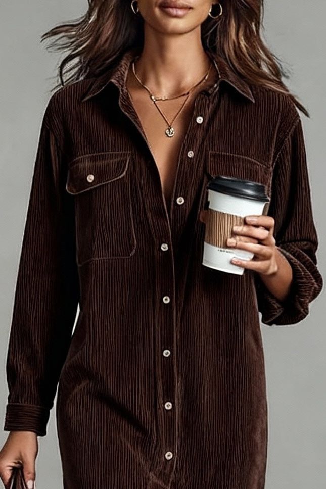 Chic Corduroy Midi Dress