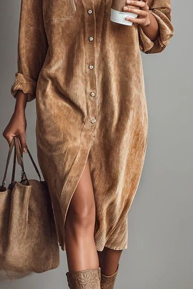 Chic Corduroy Midi Dress
