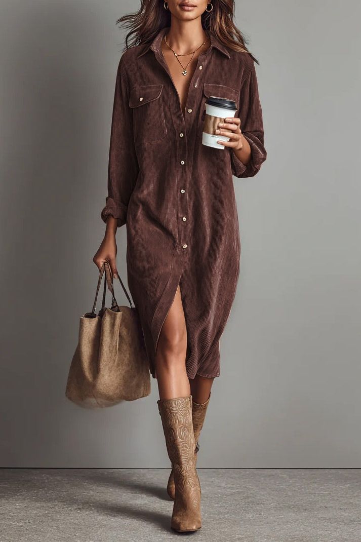 Chic Corduroy Midi Dress