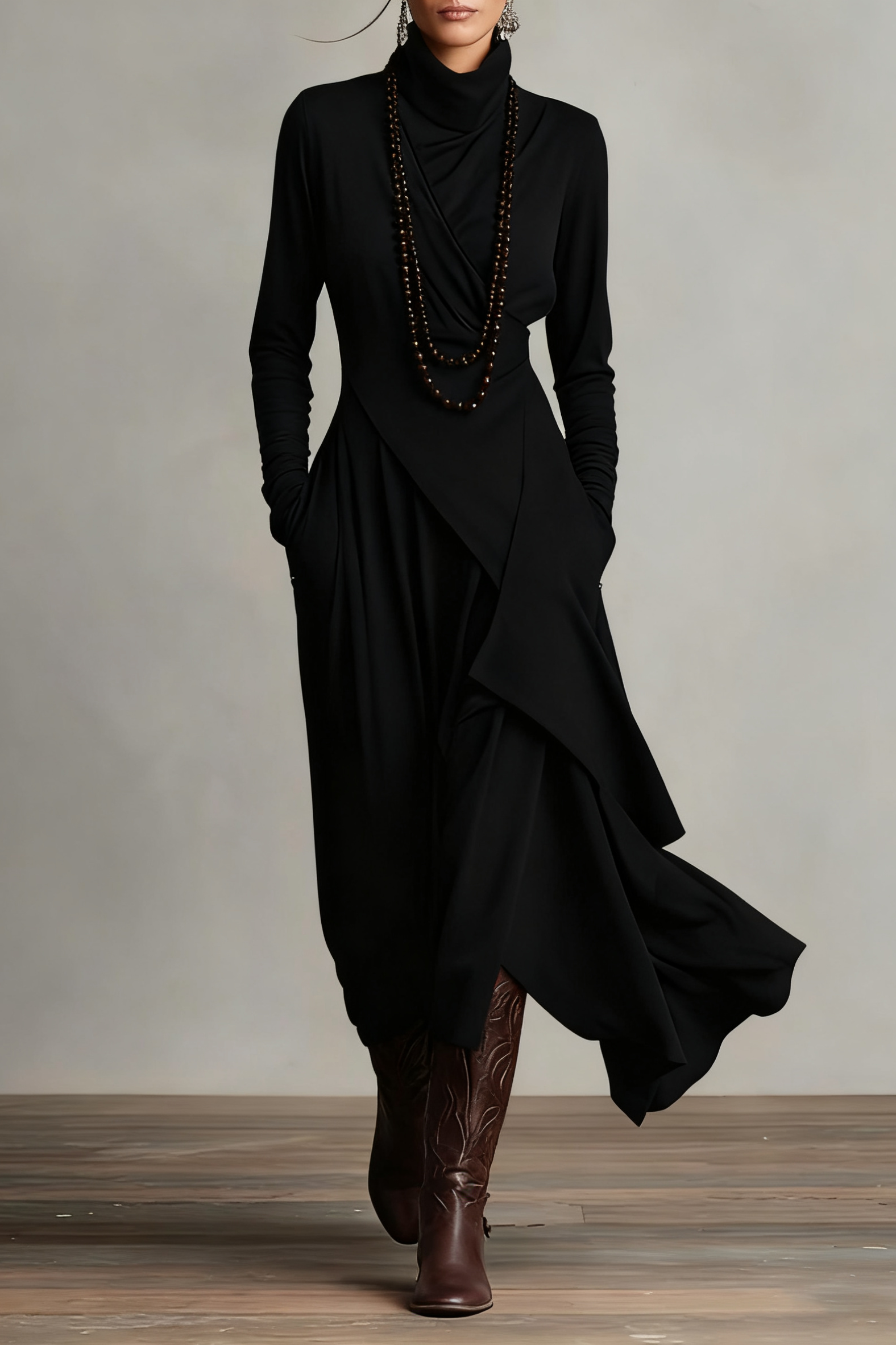 Giorgia - Purple Asymmetrical Pleated Maxi Dress