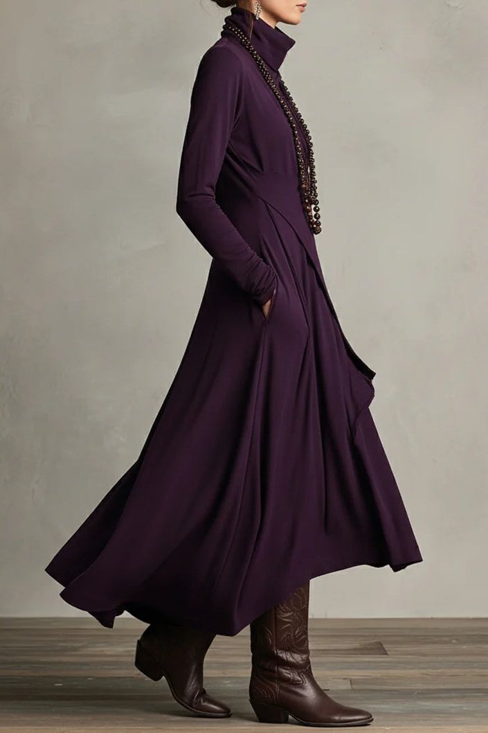 Giorgia - Purple Asymmetrical Pleated Maxi Dress
