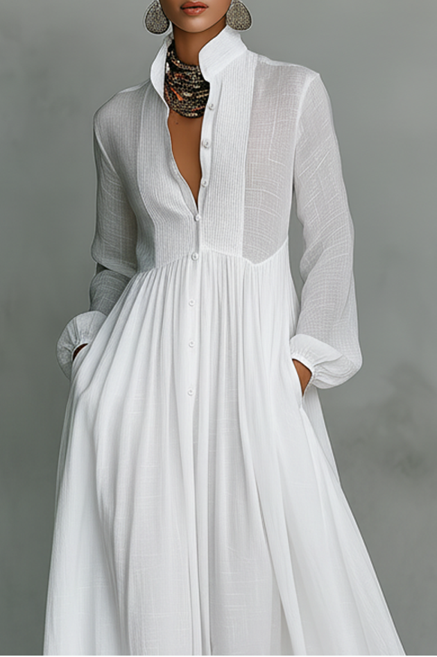 Flowing Button-Front Maxi Dress