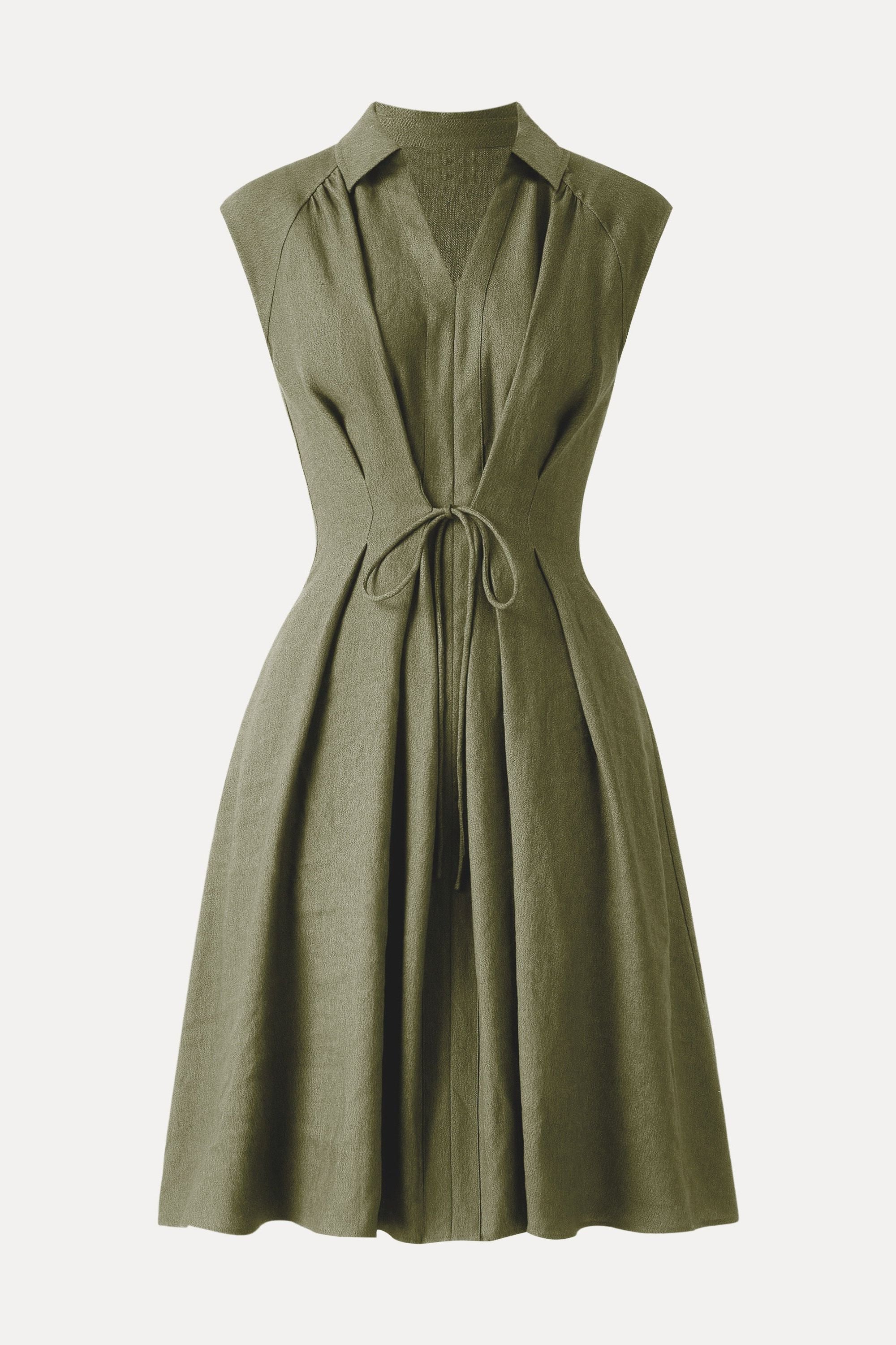 V-neck Dress with Drawstring