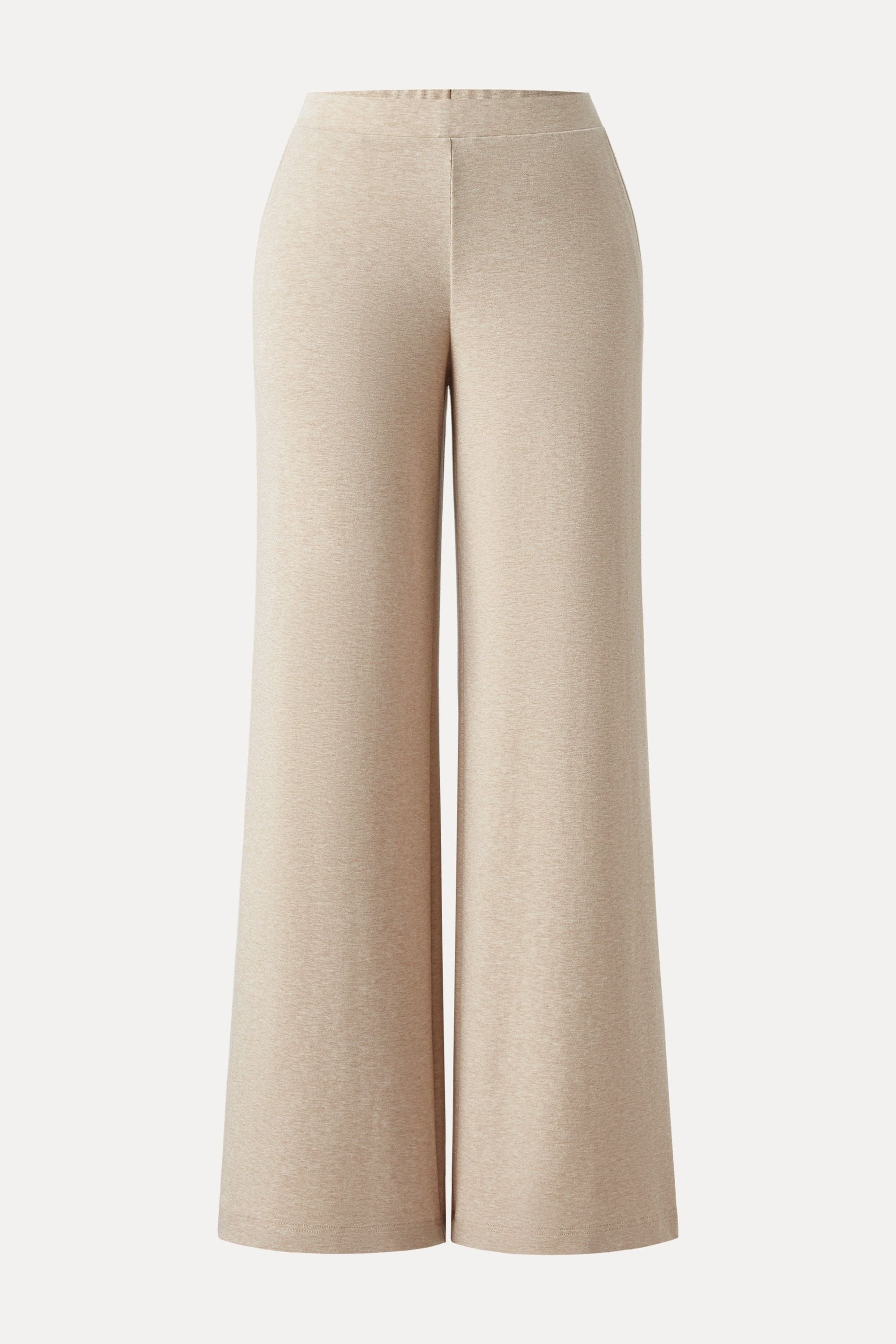 Wool Wide Leg Pull-on Pants with Pockets